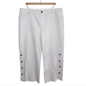 Lafayette 148 | Wyckoff High Waist Wide Leg Jeans in Ecru Side Button Detail 34